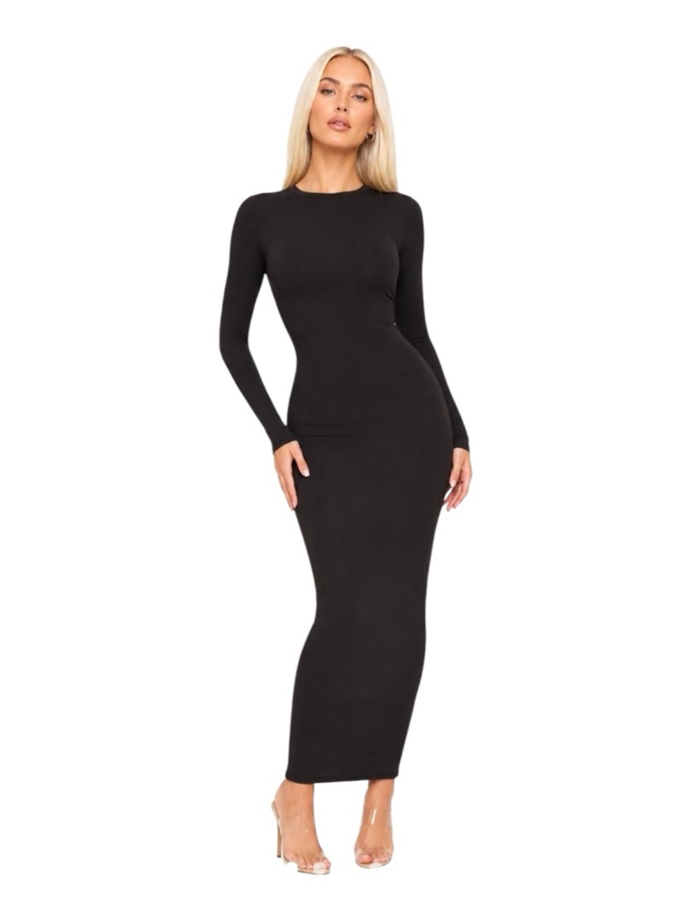SKIMS Women's L Fits Everybody Long Sleeve Crew Neck Maxi Dress